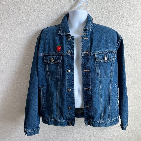 Smith's Workwear Other - Smith's Workwear Denim Jacket Men's S Medium Wash Trucker Strawberry Patch Jean